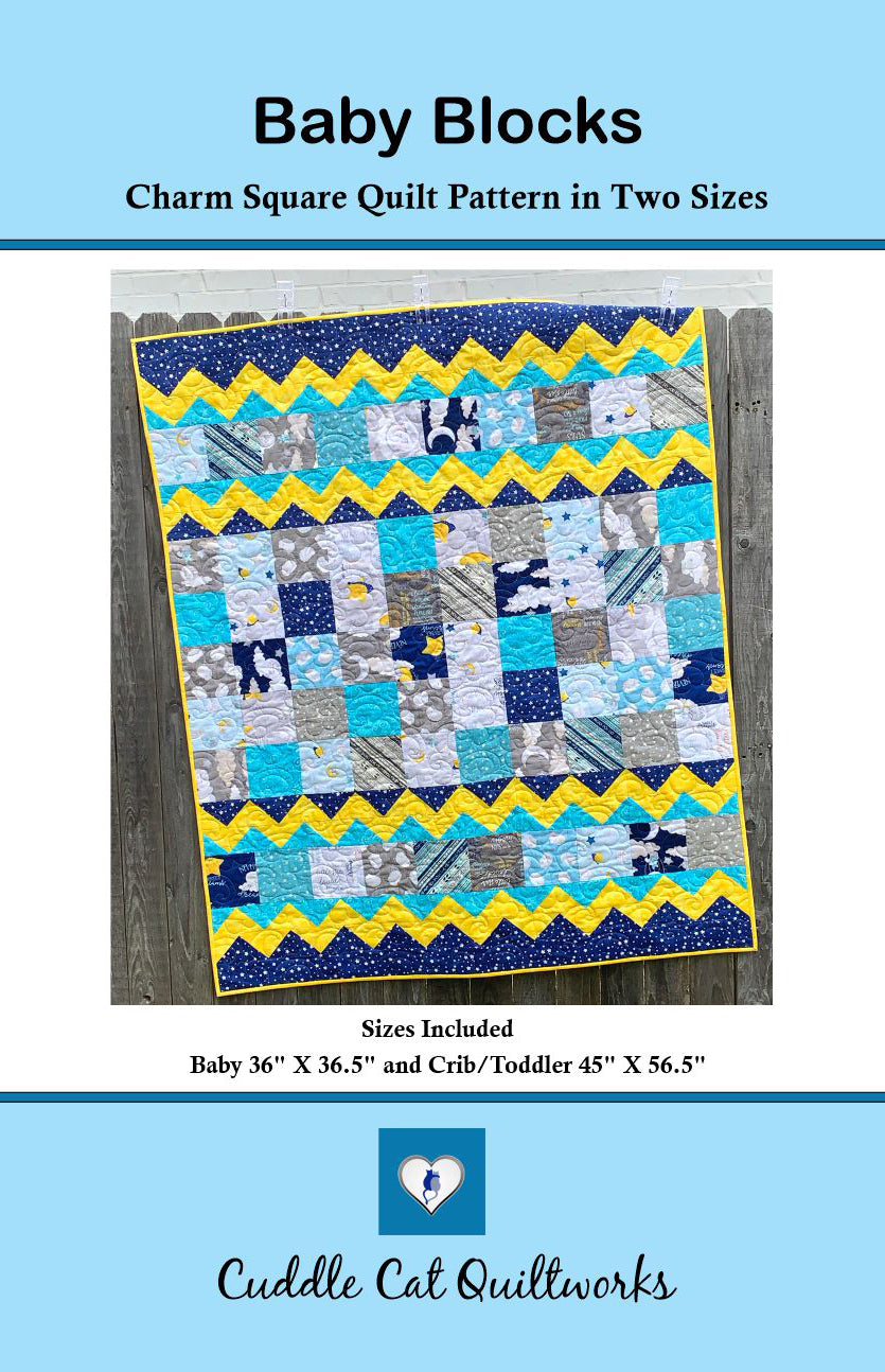Baby Blocks Charm Square Baby Quilt Pattern in Two Size Options Printed Pattern