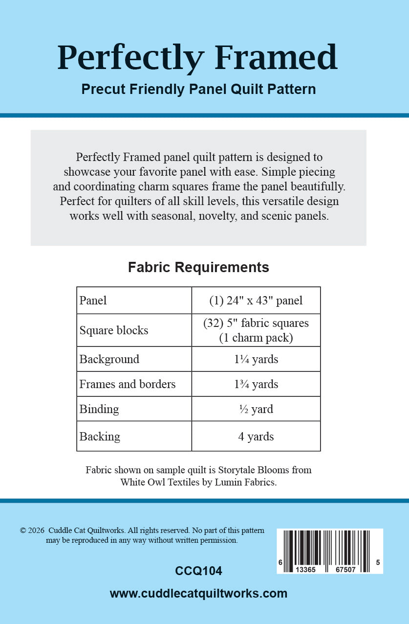 Perfectly Framed Panel Quilt Pattern - PDF Version