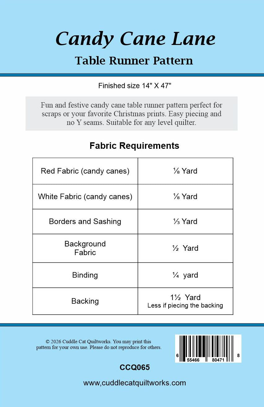 Candy Cane Lane Table Runner Pattern - Digital Version