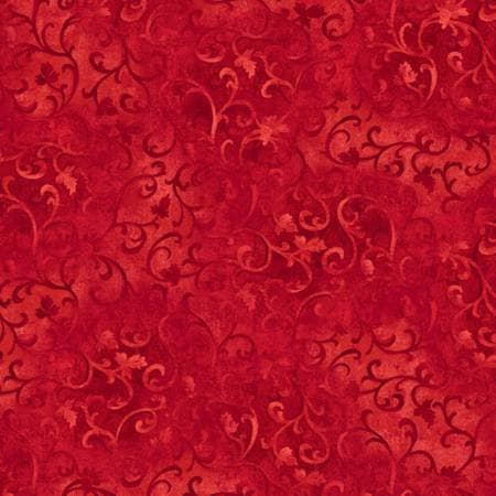 Red Scroll Fabric Wilmington Essentials - 21" REMNANT CUT 89025-333, Red Blender Fabric, Red Tonal Fabric, Red Scroll Christmas Fabric