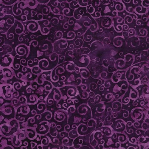 Island Batik Swirl Hearts Vino Batik Fabric - Island Batik 112012490, Dark Purple Batik Fabric, Wine Batik Fabric, Violet Batik, By the Yard