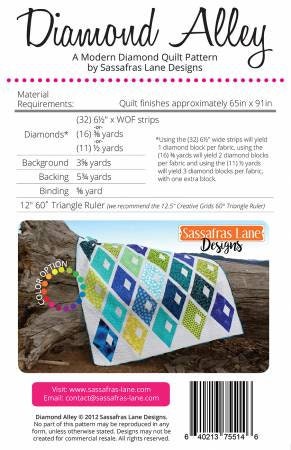 Diamond Alley Quilt Pattern - Sassafras Lane Designs SASSLN-003, Modern Triangle Quilt Pattern