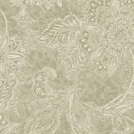 118" Tan Shadows Jacquard Tea Dye Wide Quilt Backing Fabric - 3.5 Yard Cut - Oasis Fabrics 1830805, Light Tan Floral Wide Quilt Backing