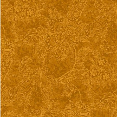 118" Shadows Gold Wide Quilt Backing Fabric -3.5 Yard Cut - Oasis Fabrics 1830817, Gold Floral Wide Quilt Backing Fabric