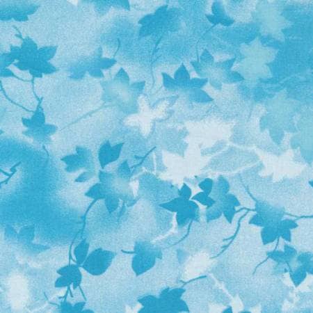 118" Sky Blue Ivy Wide Quilt Backing Fabric - Paintbrush Studio 183-20-SKY, Blue Leaves Wide Quilt Backing Fabric