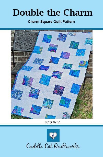 Double the Charm Quilt Pattern Printed Version, Cuddle Cat Quiltworks CCQ084, Modern Quilt Pattern for Charm Squares