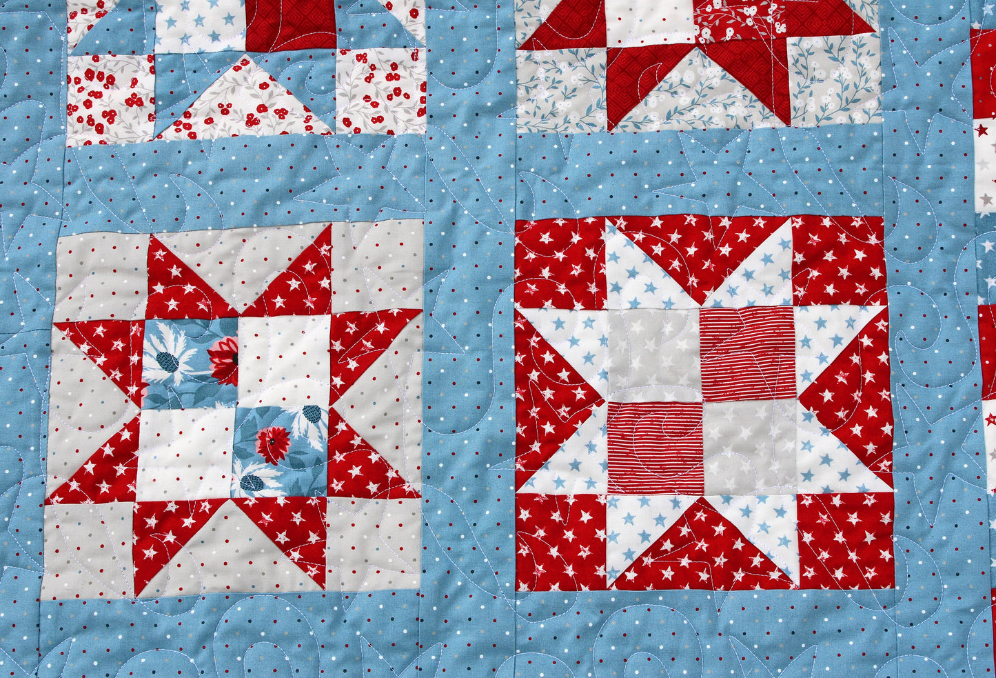 One Nation Quilt Pattern PDF Version - Cuddle Cat Quiltworks CCQ085, Fat Quarter Friendly Patriotic Quilt Pattern with Stars & Stripes