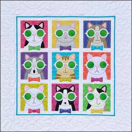 Cool Cats Applique Quilt Pattern - Amy Bradley Designs ABD305, Applique Cat Quilt Pattern - Cat Lover Quilt Pattern, Cat Theme Quilt Pattern