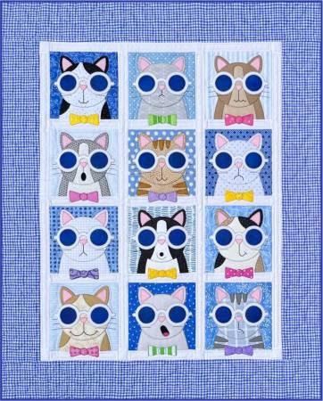 Cool Cats Applique Quilt Pattern - Amy Bradley Designs ABD305, Applique Cat Quilt Pattern - Cat Lover Quilt Pattern, Cat Theme Quilt Pattern