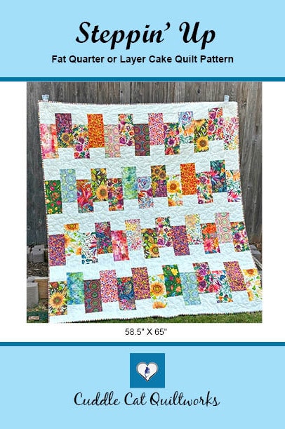 Steppin' Up Quilt Pattern PDF Version, Cuddle Cat Quiltworks CCQ086, Fat Quarter or Layer Cake Quilt Pattern, Large Block Quilt Pattern