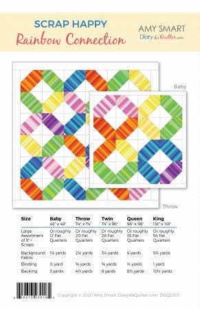 Scrap Happy Rainbow Connection Quilt Pattern with 5 Size Options - Amy Smart DOQ2003, Scrap Friendly Quilt Pattern