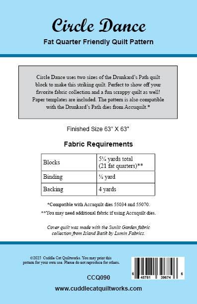 Circle Dance Quilt Pattern Printed Version - Cuddle Cat Quiltworks CCQ090, Fat Quarter Friendly Drunkard's Path Quilt Pattern