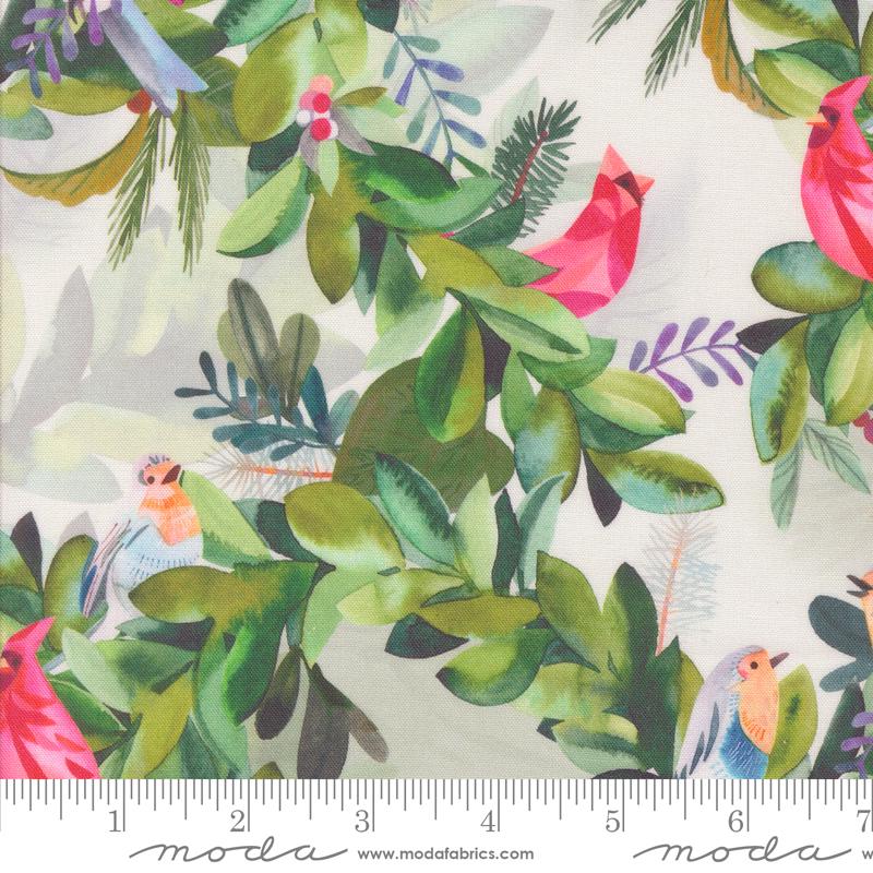 Love and Cheer Christmas Layer Cake - Moda 21830LC, Christmas Poinsettia and Cardinal Layer Cake, Christmas Fabric Precuts