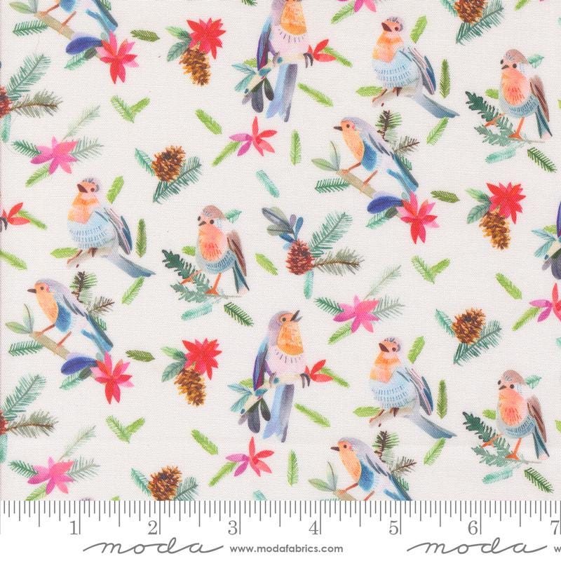 Love and Cheer Christmas Layer Cake - Moda 21830LC, Christmas Poinsettia and Cardinal Layer Cake, Christmas Fabric Precuts