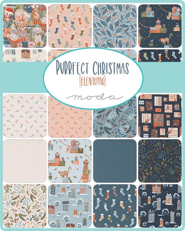 Purrfect Christmas Charm Pack - Moda 39040PP, 42 5" Fabric Squares, Cat Themed Christmas Fabric Charm Pack, Cat Themed Christmas Fabric