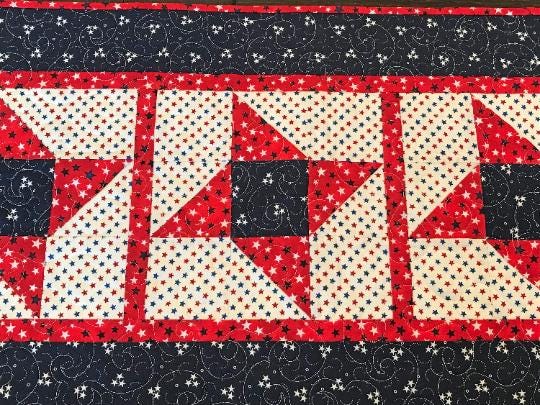 Patriotic Friendship Star Table Runner Pattern Printed Version CCQ066, Star Themed Patriotic Table Runner Pattern
