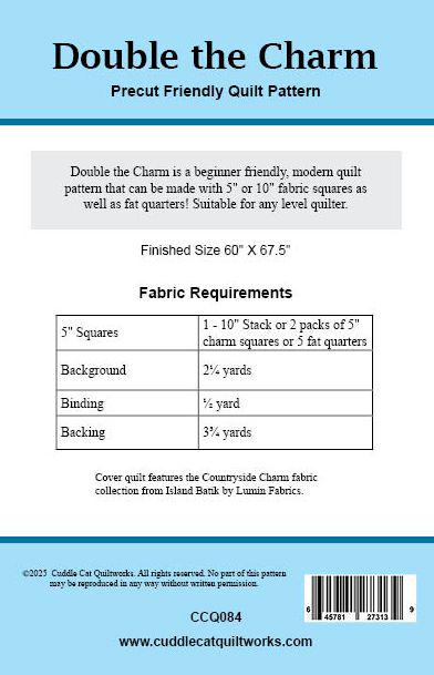 Double the Charm Quilt Pattern PDF Version, Cuddle Cat Quiltworks CCQ084, Charm Square Quilt Pattern