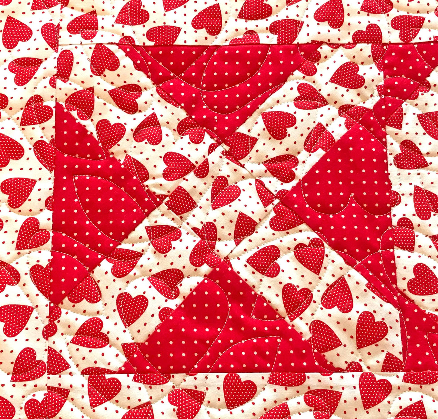 Hugs & Kisses Valentine Table Runner Pattern PDF Version CCQ050, Valentine's Day Table Runner Pattern, Heart Themed Table Runner Pattern