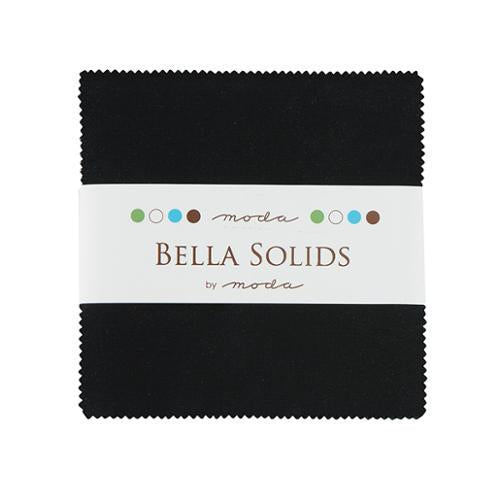Bella Solids Black Charm Pack - Moda 9900PP-60, 42 - 5" Fabric Squares - Black Pre Cut 5 Inch Squares, Black Charm Pack