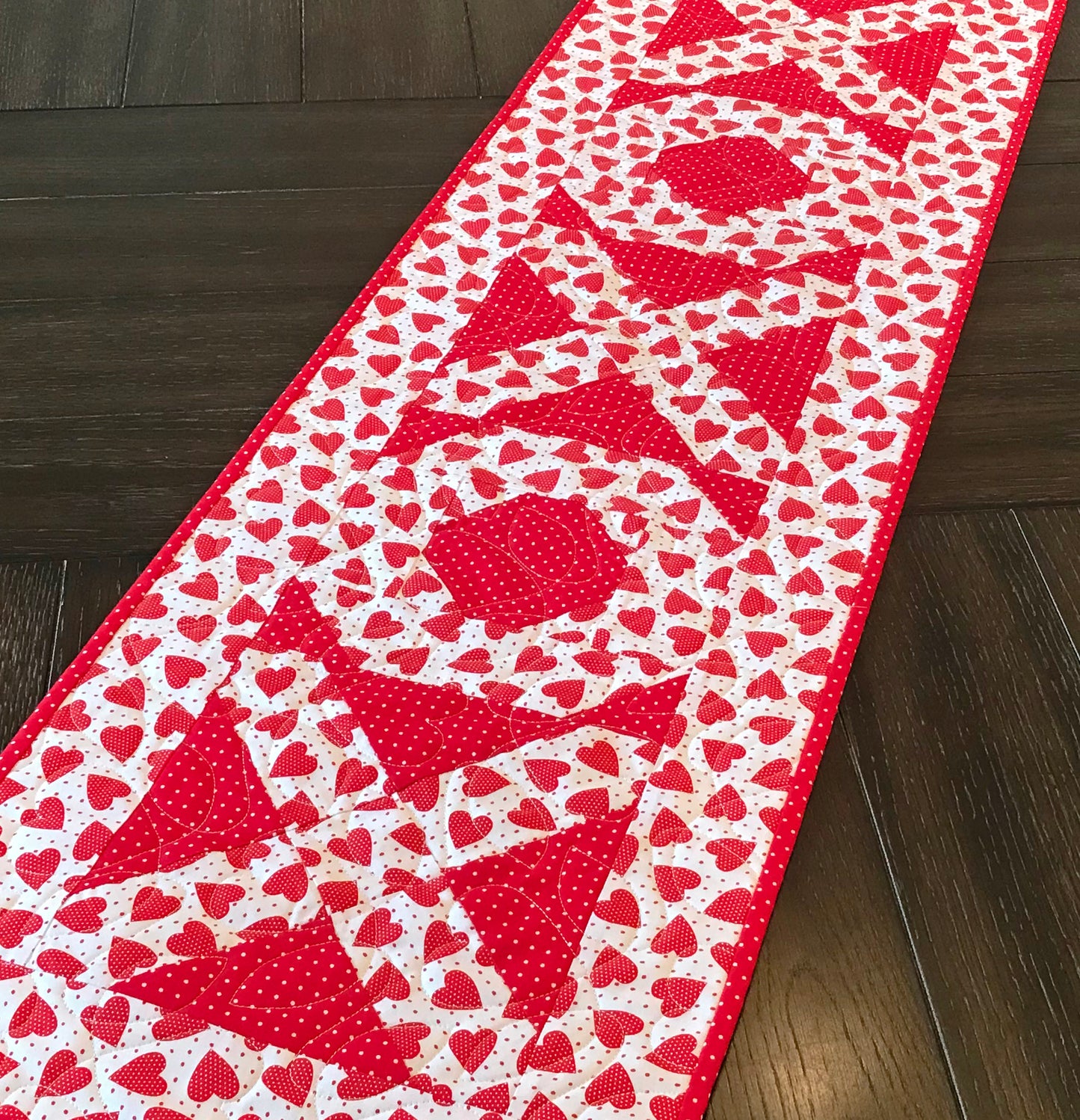 Hugs & Kisses Valentine's Day Table Runner Pattern - Digital Pattern - Handmade Quilts, Digital Patterns, and Home Décor items online - Cuddle Cat Quiltworks
