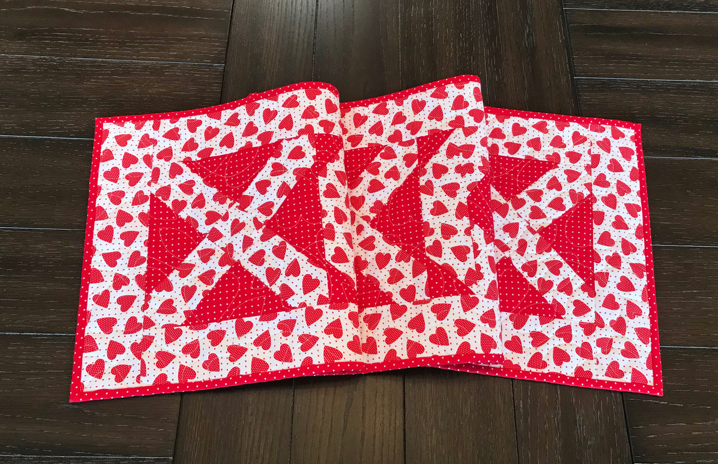 Hugs & Kisses Valentine's Day Table Runner Pattern - Digital Pattern - Handmade Quilts, Digital Patterns, and Home Décor items online - Cuddle Cat Quiltworks