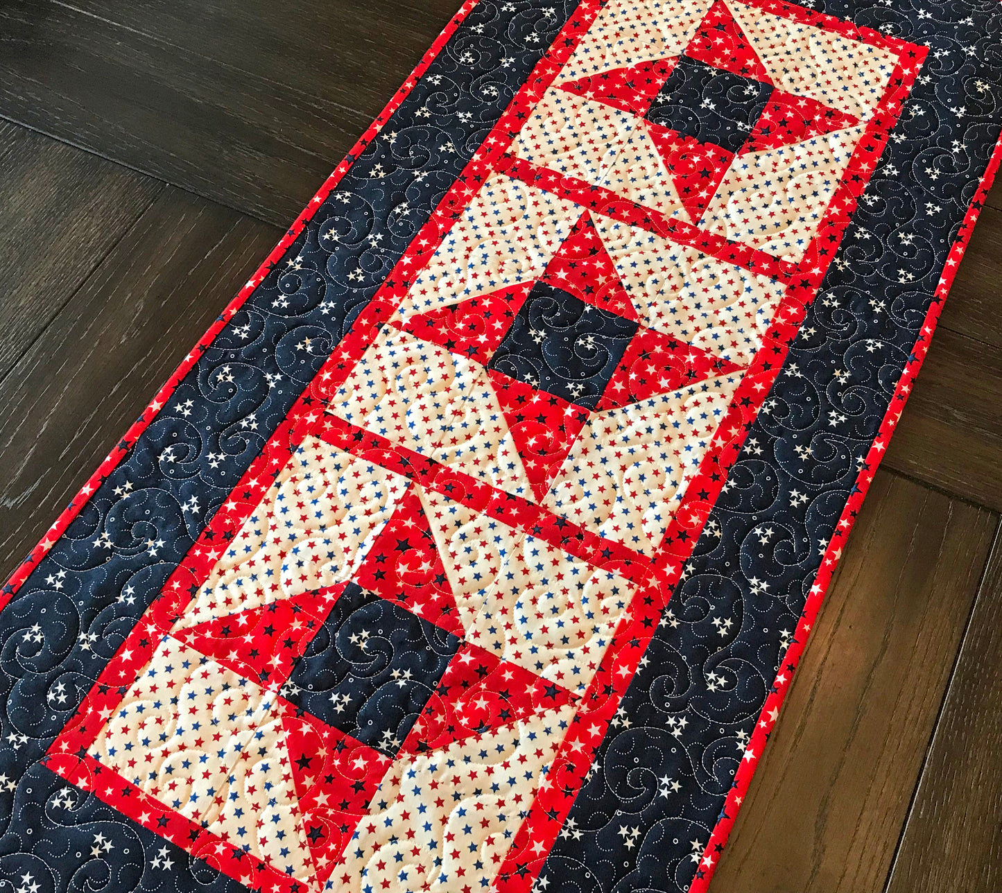 Patriotic Friendship Star Table Runner Pattern - Digital Pattern - Handmade Quilts, Digital Patterns, and Home Décor items online - Cuddle Cat Quiltworks