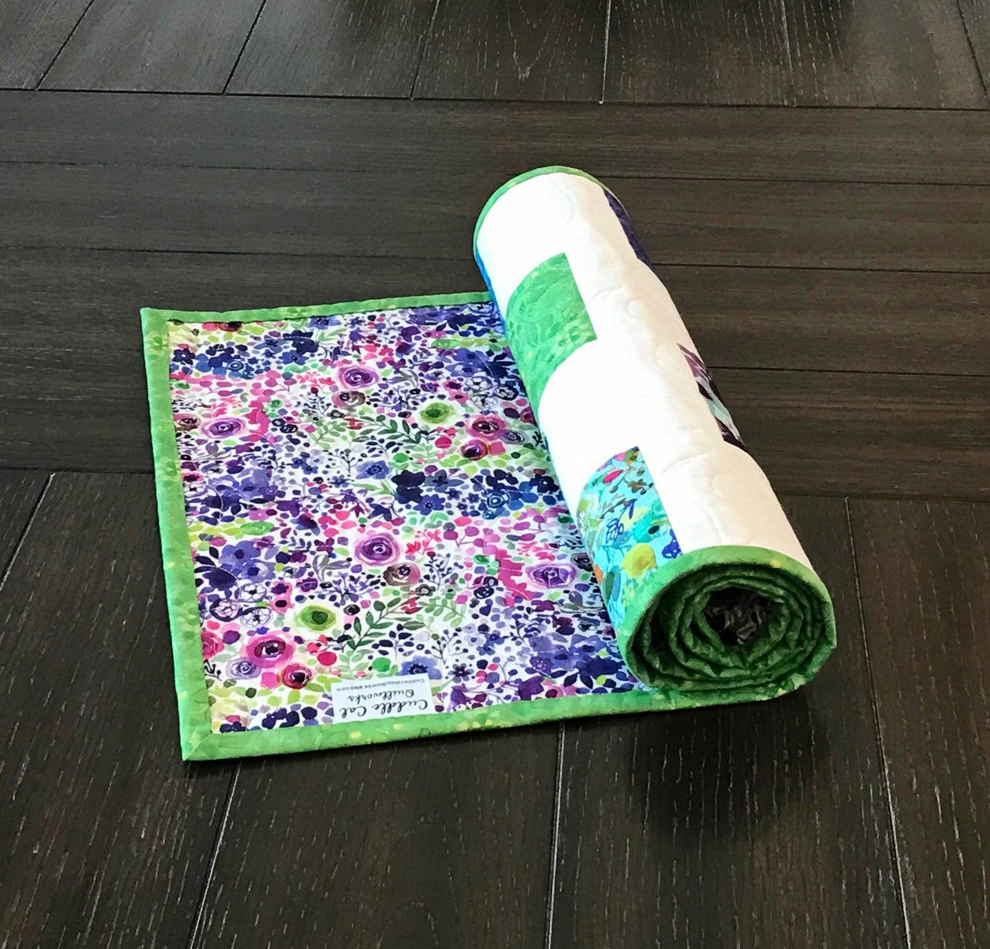 Watercolor Floral Table Runner - Handmade Quilts, Digital Patterns, and Home Décor items online - Cuddle Cat Quiltworks