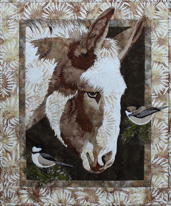 Matilda Donkey Pattern by Toni Whitney Design MAT31, Applique Quilt Pattern, Art Quilt Pattern, Raw Edge Applique Quilt Pattern