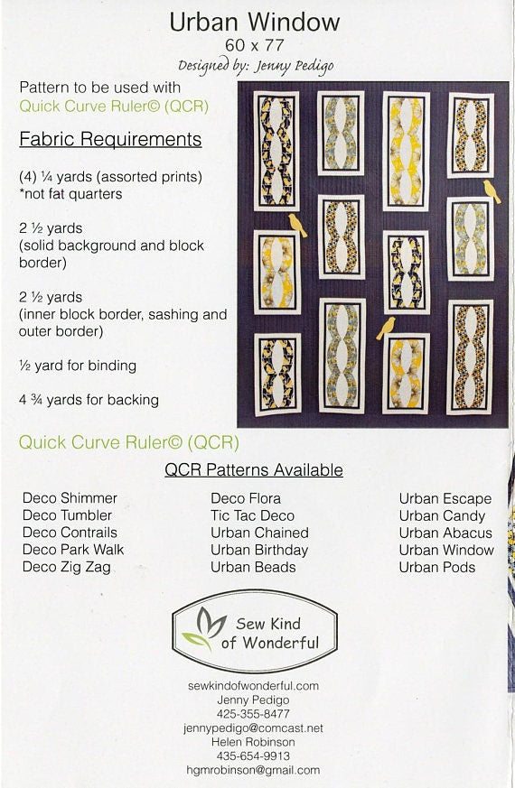 Urban Window Quilt Pattern - Sew Kind of Wonderful SKW106, Quick Curve Ruler Pattern - Modern Contemporary Quilt Pattern