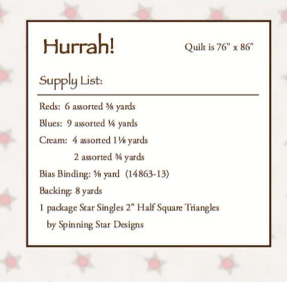 Hurrah! Quilt Pattern - Minick & Simpson MS1304, Patriotic Quilt Pattern - American Flag Quilt Pattern - Americana Quilt Pattern