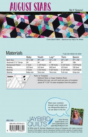 August Stars Quilt Pattern - Jaybird Quilts JBQ-165, Jelly Roll Friendly Quilt Pattern, Five Quilt Sizes Included, Modern Star Quilt Pattern