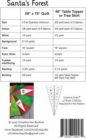 Santa's Forest Quilt & Tree Skirt Pattern - Christine Quilts CQ006, Christmas Quilt Pattern, Tree Skirt Pattern, Santa Quilt Pattern
