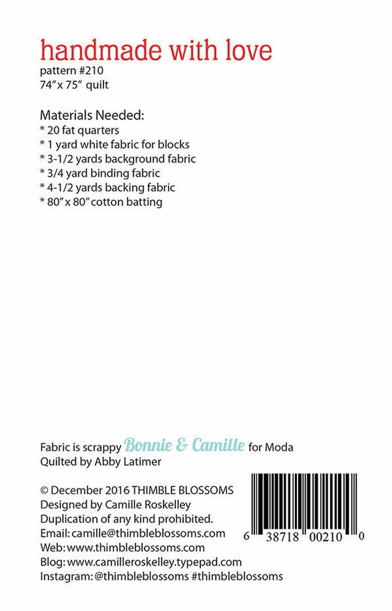 Handmade with Love Quilt Pattern - Camille Roskelley for Thimble Blossoms 210, Fat Quarter Friendly, Christmas Presents Quilt Pattern