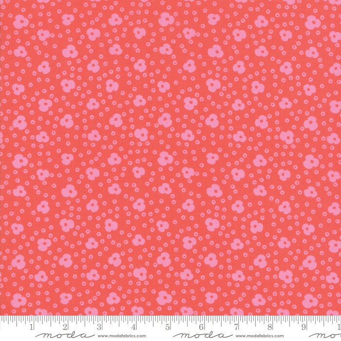 Botanica Geranium Fabric - Moda 11845-14, Orange and Pink Blender Fabric - Orange Floral Fabric - By the Yard