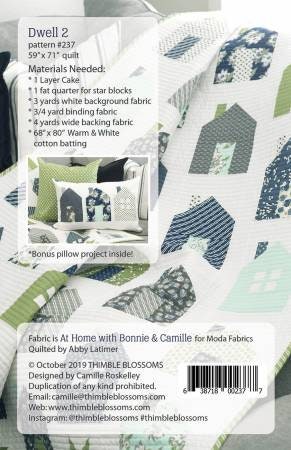 Dwell 2 Quilt Pattern - Thimble Blossoms 237, Houses Quilt Pattern - Layer Cake Friendly House Quilt Pattern - Town Quilt Pattern
