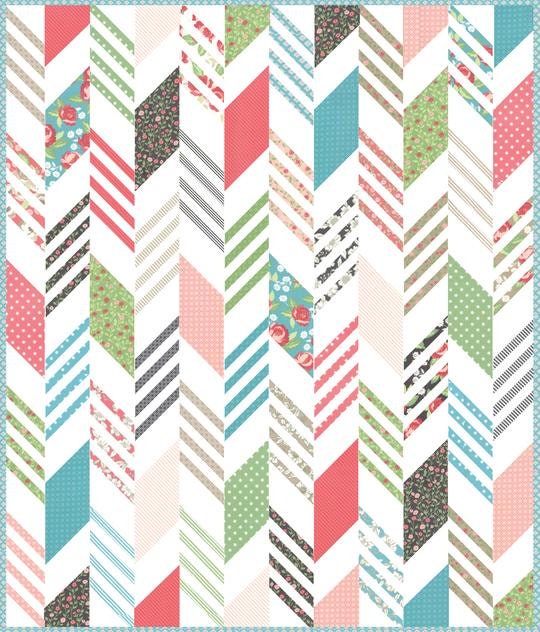 Modern Herringbone Quilt Pattern - Lella Boutique 187, Fat Quarter and Honeybun Friendly - Herringbone Throw Quilt Pattern