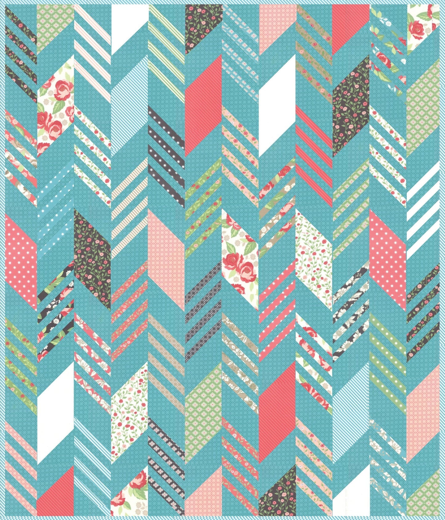 Modern Herringbone Quilt Pattern - Lella Boutique 187, Fat Quarter and Honeybun Friendly - Herringbone Throw Quilt Pattern