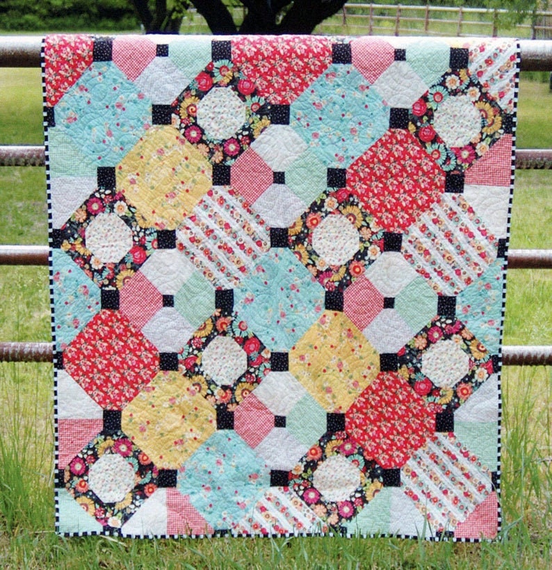 Just Smashing Quilt Pattern - Cotton Street Commons 205, Snowball Block Quilt Pattern, Scrap Friendly Quilt Pattern, Throw Quilt Pattern
