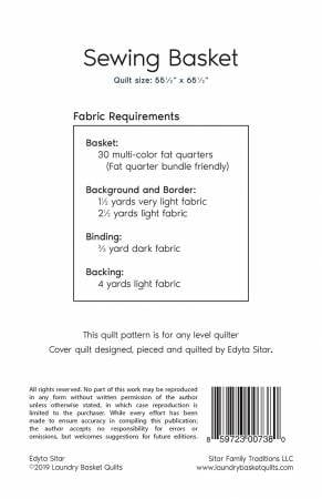 Sewing Basket Quilt Pattern - Laundry Basket Quilts LBQ-0738-P, Fat Quarter Friendly Basket Quilt Pattern