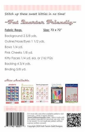 Patchwork Kitty Quilt Pattern - Kelli Fannin Quilt Designs KFQP154, Cat Quilt Pattern - Cat Lover Quilt Pattern, Cat Themed Quilt Pattern