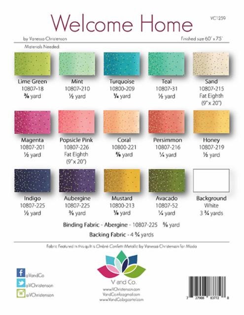 Welcome Home Quilt Pattern - V and Co VC1259, Houses and Stars Quilt Pattern - Modern Star Quilt Pattern - Ombre Quilt Pattern