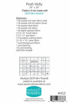 Posh Holly Quilt Pattern - Sew Kind of Wonderful 452, Christmas Quilt Pattern, Mrs. Claus Wall Quilt Pattern, Christmas Wall Quilt Pattern