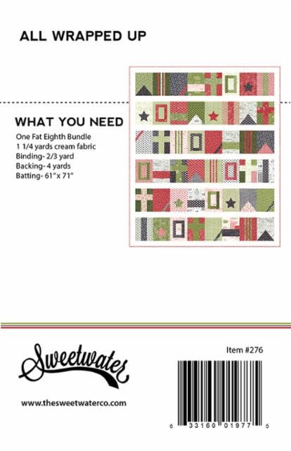 All Wrapped Up Quilt Pattern - Sweetwater 276, Fat Eighth Scrap Friendly Christmas Presents Quilt Pattern, Christmas Sampler Quilt Pattern