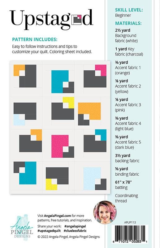 Upstaged Quilt Pattern - Angela Pingel Designs APUP113, Beginner Friendly Big Block Quilt Pattern, Modern Quilt Pattern