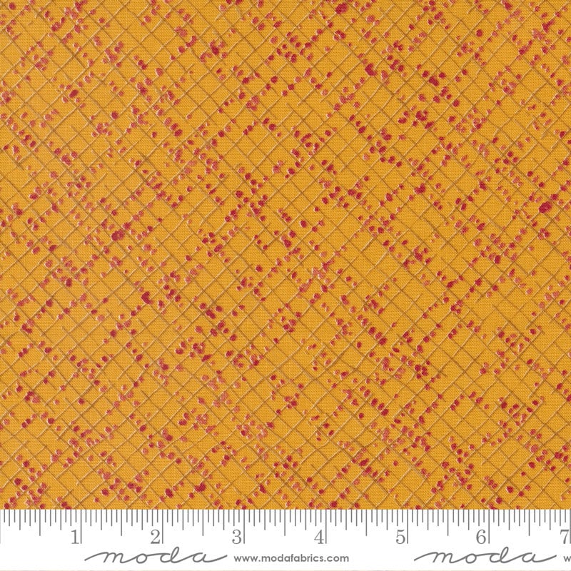 Wild Blossoms Blotted Graph Paper Honeycomb Blender Fabric Moda 48737-17, Orange Blender Fabric By the Yard