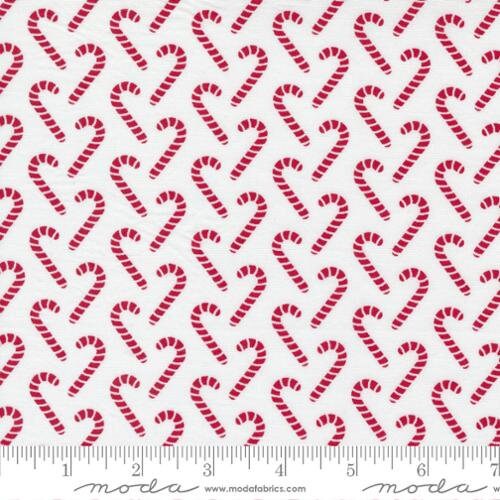 Candy Cane Lane Snow Candy Cane Fabric - Moda Fabrics 24124-13, Red White Candy Cane Fabric, Christmas Blender Fabric, By the Yard