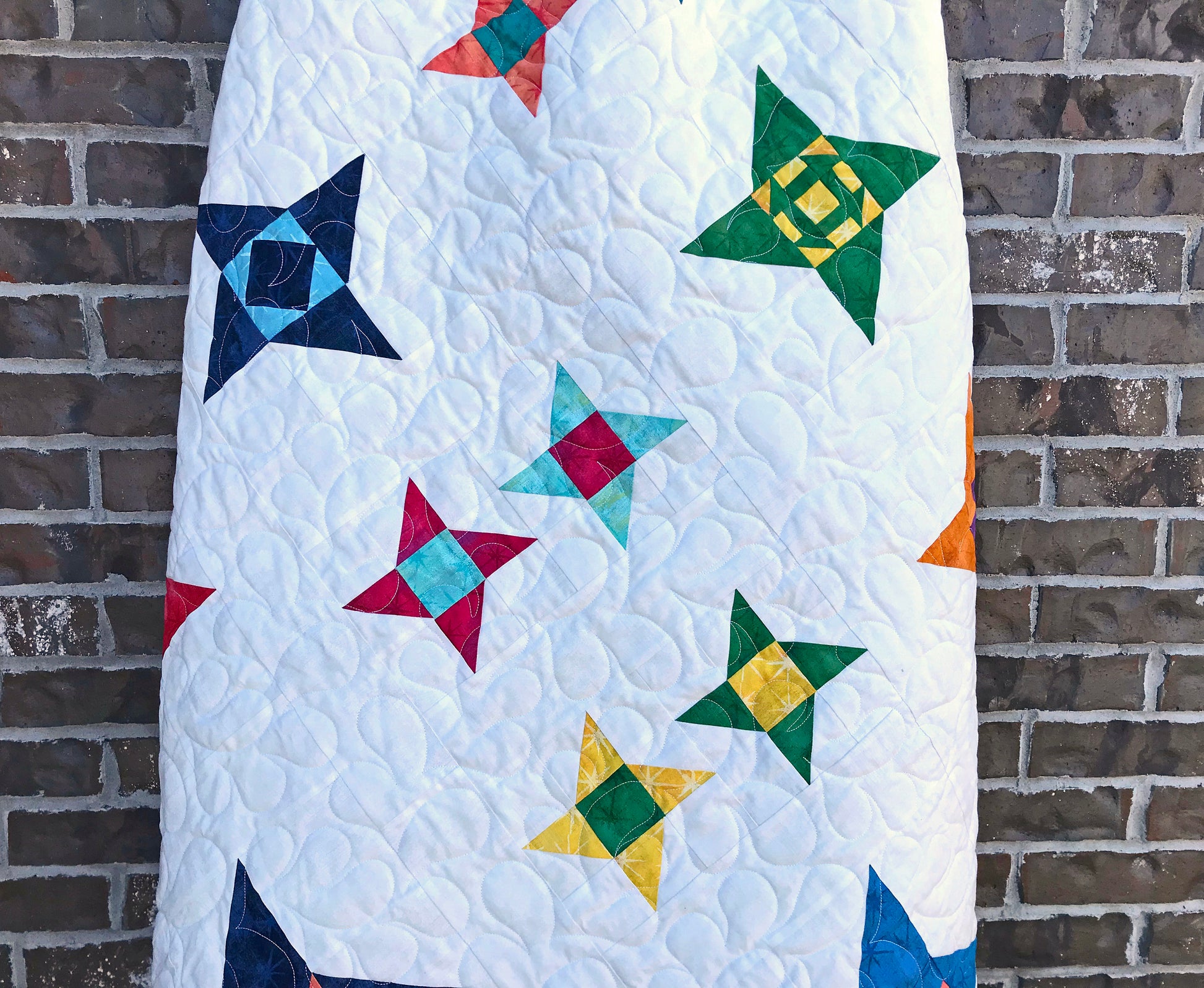 Modern Star Sampler Handmade Quilt, Star Themed Modern Throw Quilt, Quilt for Sale 59" X 71"