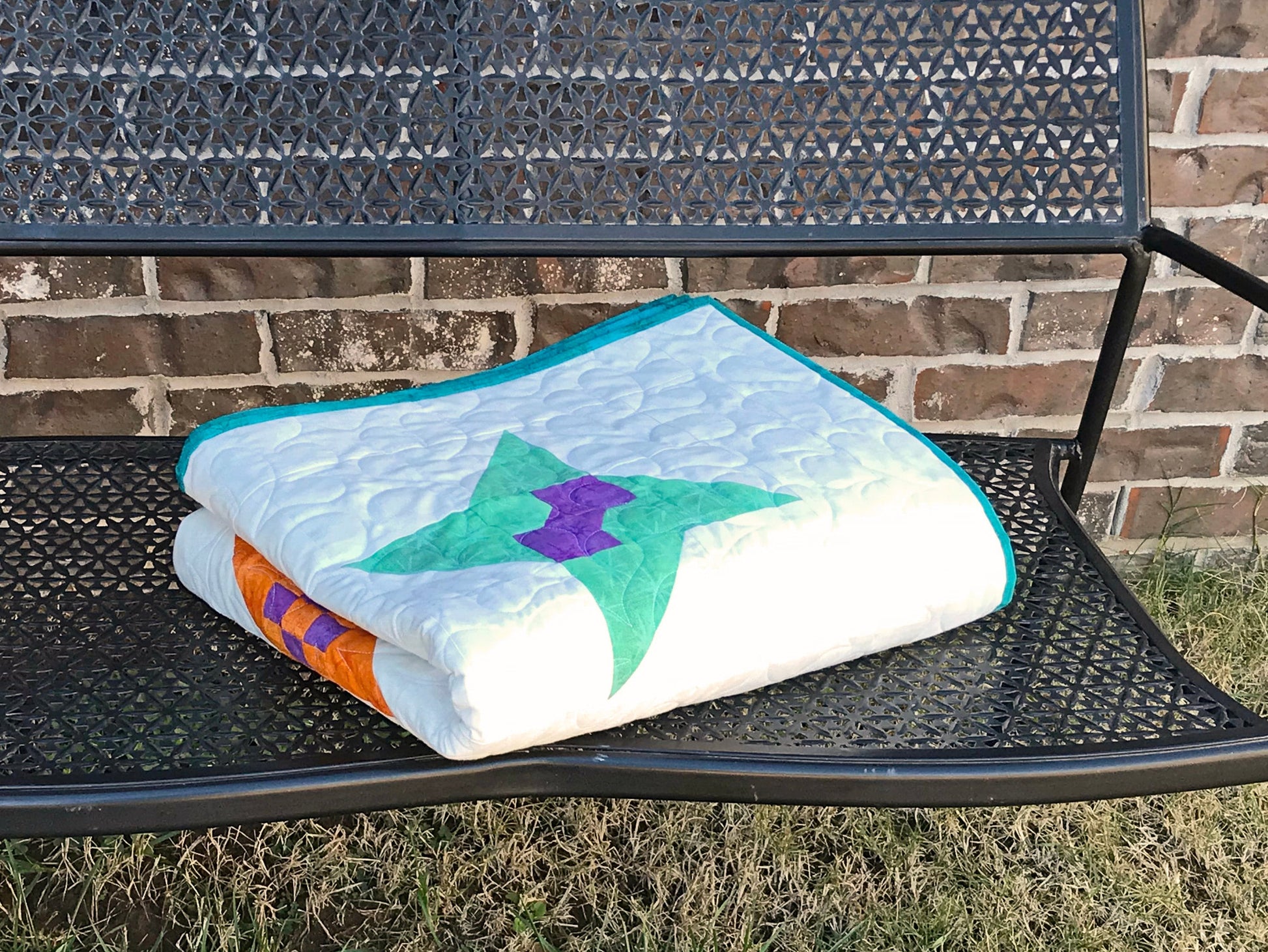 Modern Star Sampler Handmade Quilt, Star Themed Modern Throw Quilt, Quilt for Sale 59" X 71"