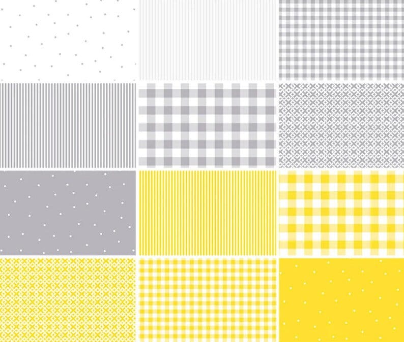 Sterling and Gold 40 Karat Gems Fabric Strip Pack - Wilmington Prints Q842-117-842, Gray Yellow Fabric Strip Pack, Yellow Gray Jelly Roll