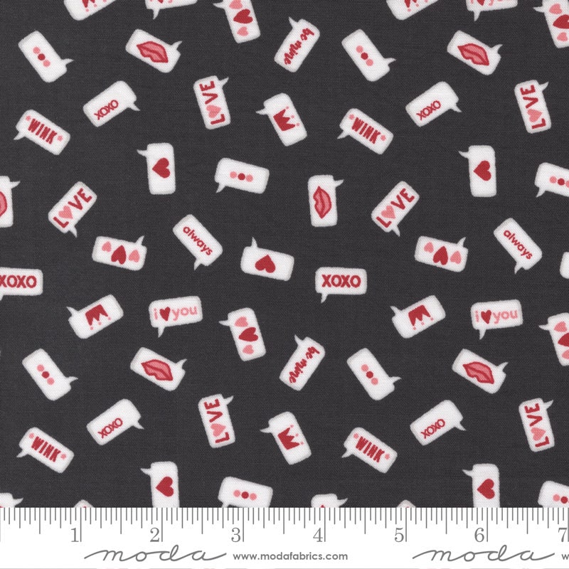 XOXO Charm Pack - Moda 24140PP, 42 5" Squares, Valentine's Day Charm Pack, Valentine Themed Charm Pack, Valentine's Fabric